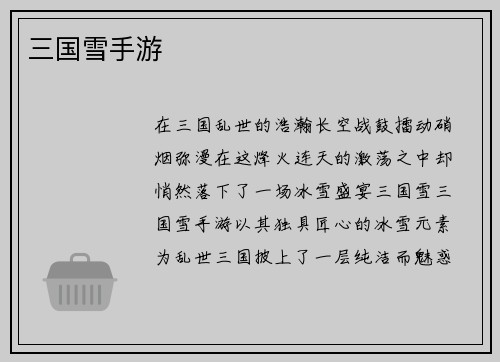 三国雪手游
